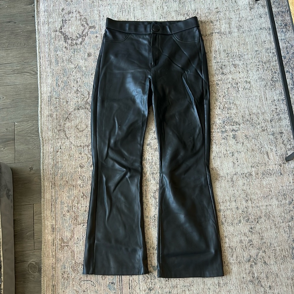 Zara Leather Boot Leg Jeans